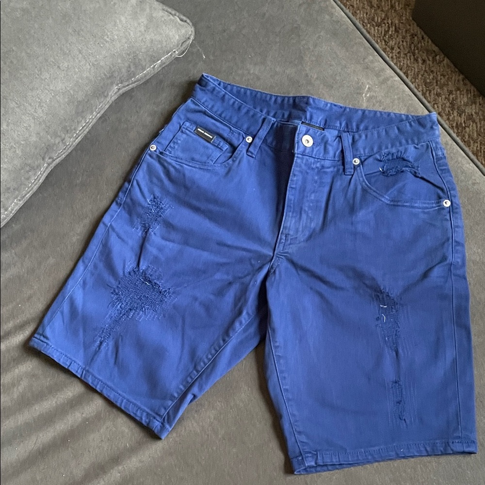 Armani Exchange Distressed Blue Jean Shorts